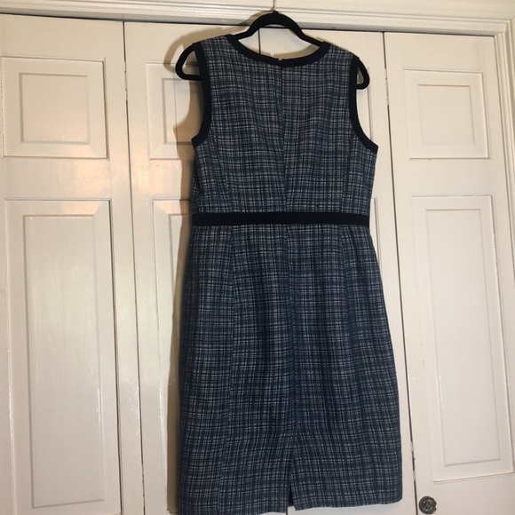 Talbots Tweed Sleeveless Sheath Dress cotton/linen blend navy SZ 10 - Picture 4 of 6